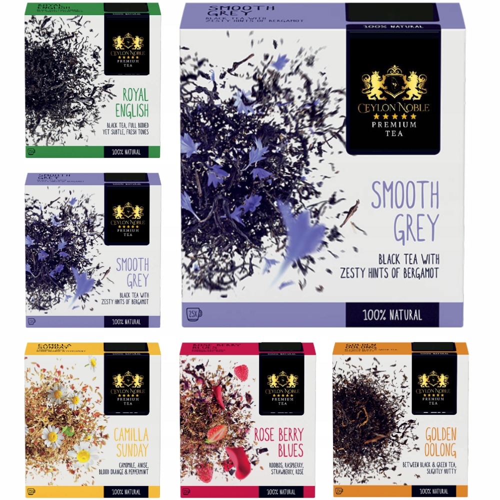 Čaj listový Premium Tea 5 příchutí Černý Bylinný Rooibos 150 ks