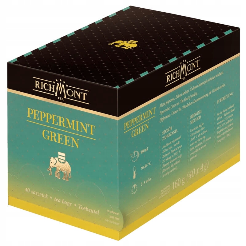 Richmont Peppermint Green 40x4g zielona herbata z miętą pieprzową