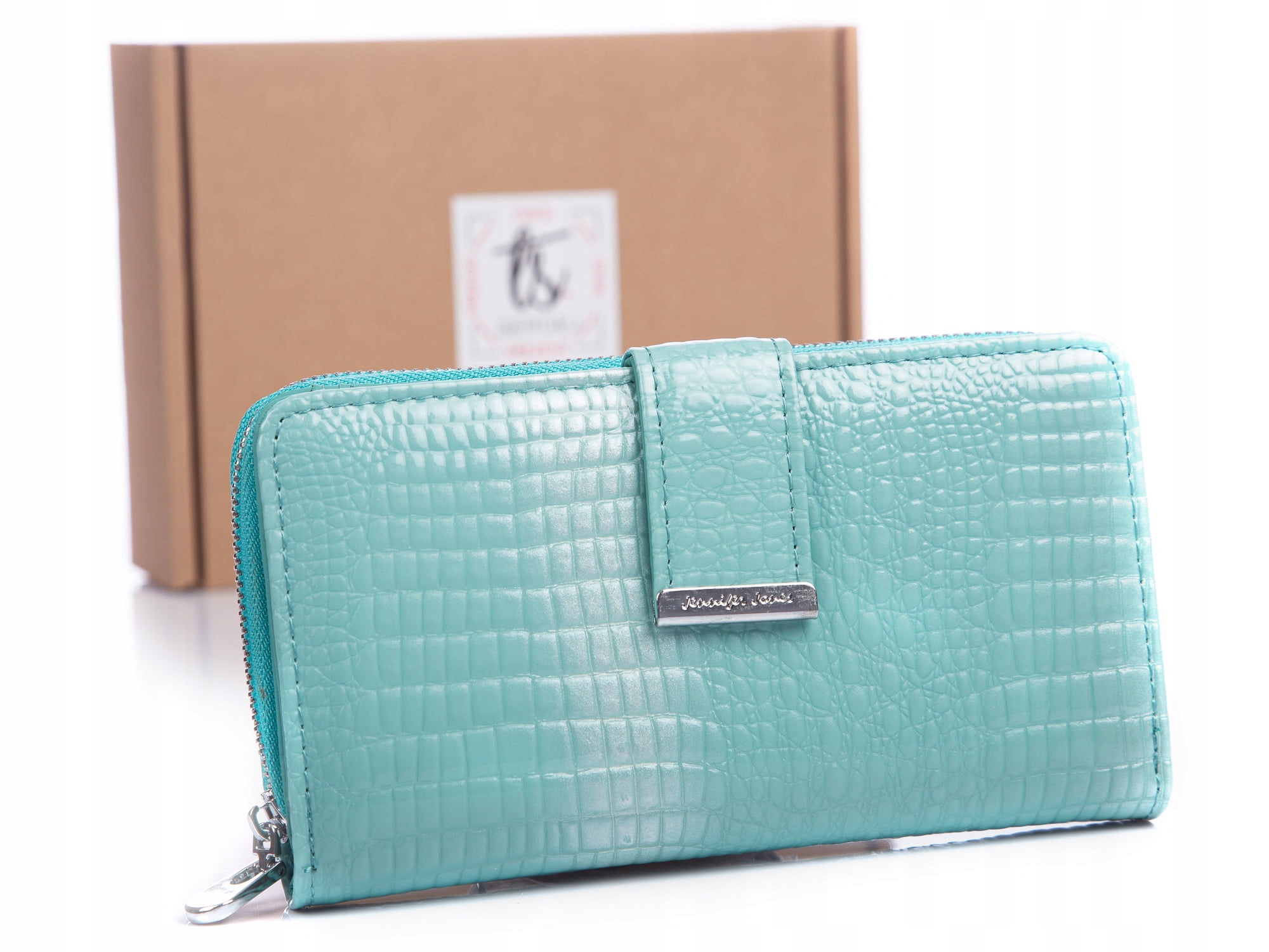 Dámská tyrkysová lakovaná kožená peněženka, velká