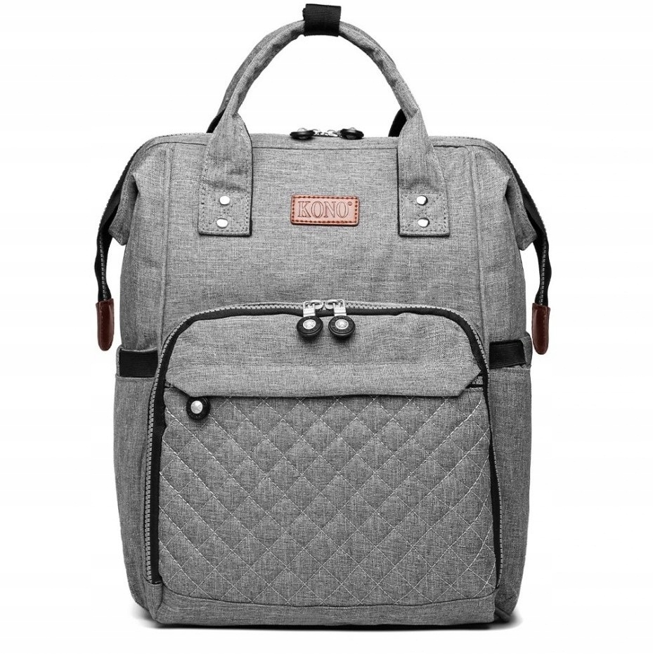 Šedá taška a Batoh na kočárek pro maminku Vodotěsný Kono KN72