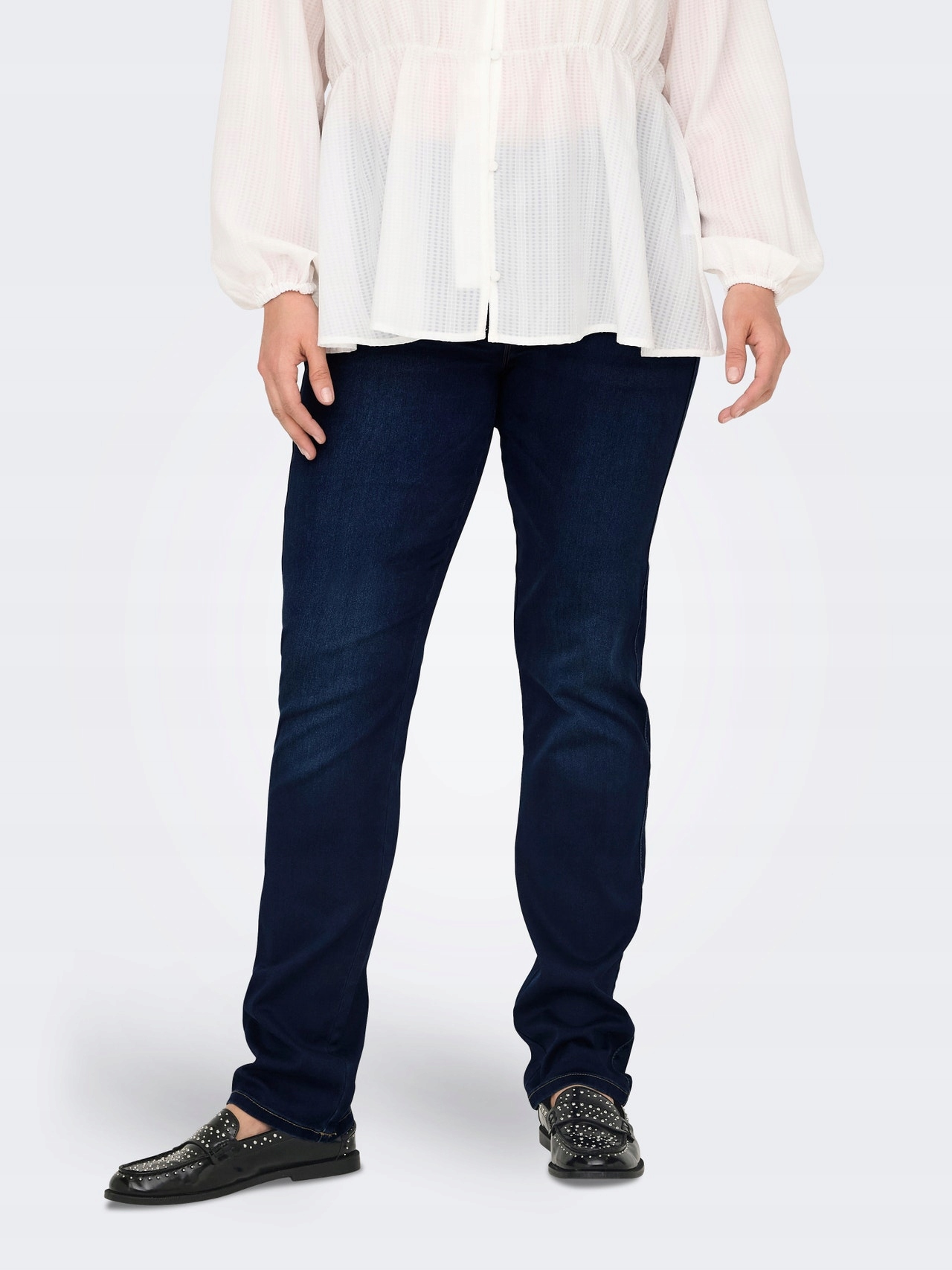 Only Plus Size Tmavé Džíny Úzké Nohavice S Oděrkami 48/32 6_A