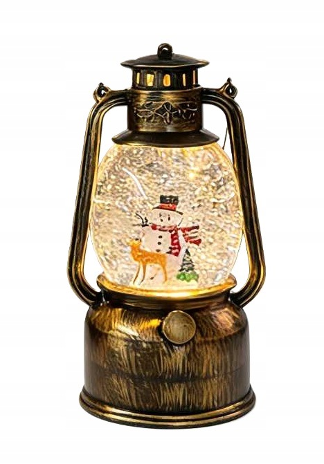 Led Vánoční Lampion S Vodou Sněhulák Lucerna Ozdoba 21 CM