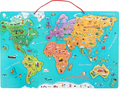 MAGNETYCZNA MAPA ŚWIATA TOP BRIGHT PUZZLE DREWNO