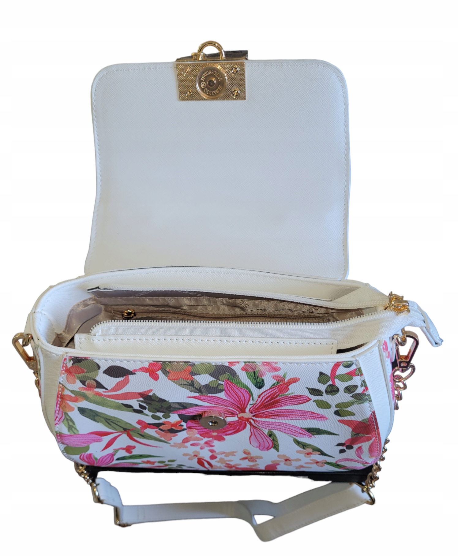 TOREBKA DAMSKA KUFEREK WZÓR KWIATY TOP SECRET Materiał dominujący skóra ekologiczna