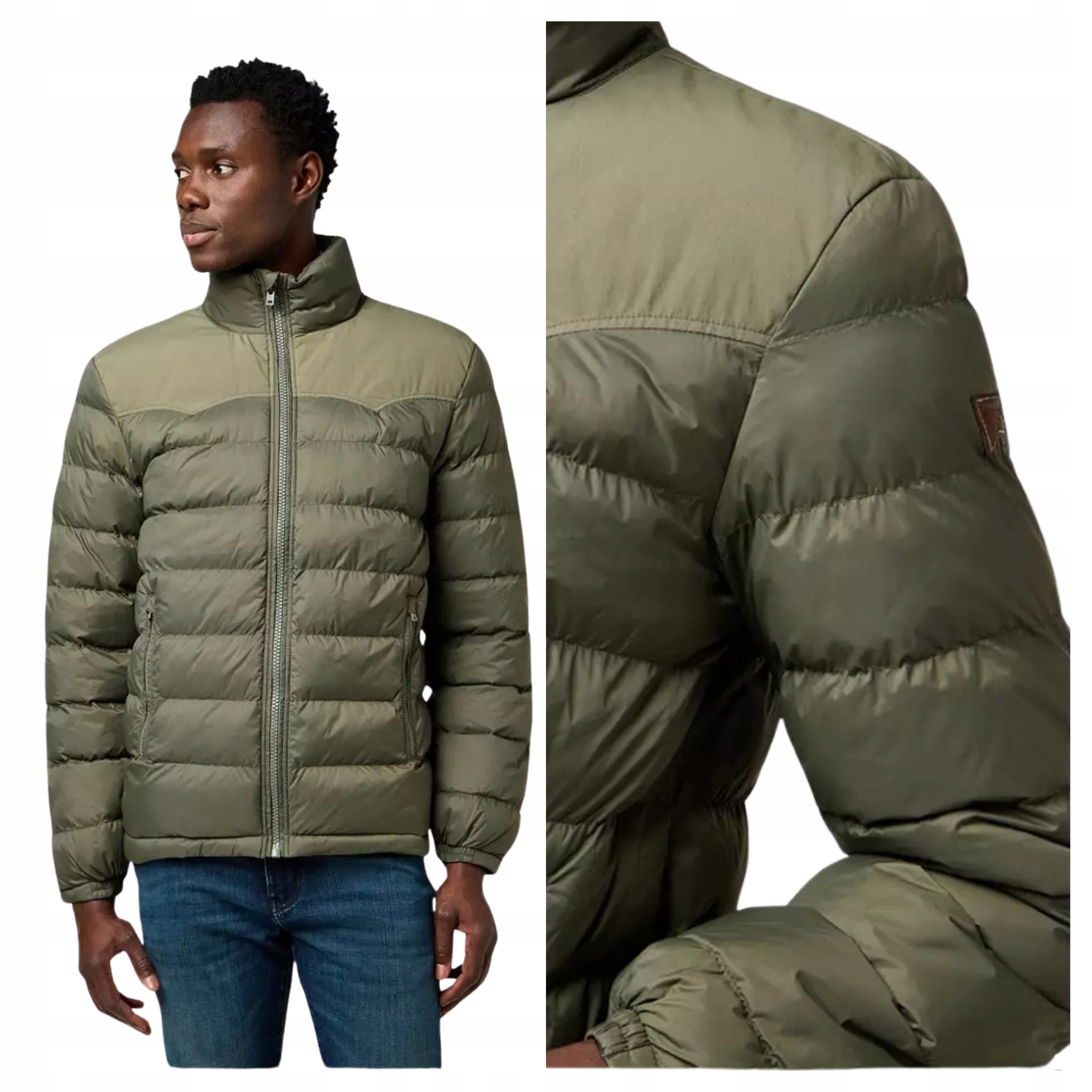 Pánská bunda Wrangler Packable Puffer Dusty Olive Zimní Regular Fit M