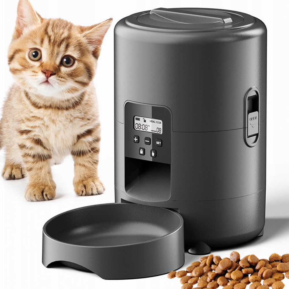Levně 2L Automatický Krmivíčko Pro Kočky Dávkovač Psy S Usb A LCD