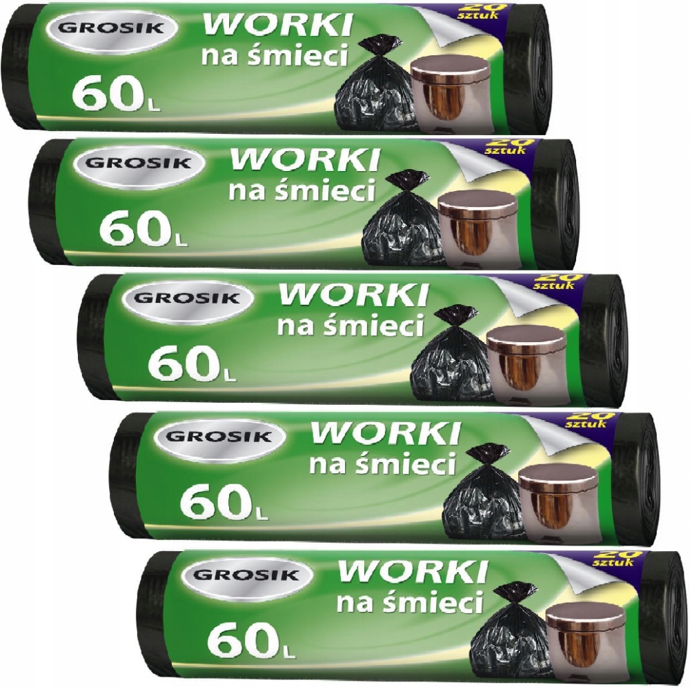 

Worki na śmieci Grosik Hd 60l 100 szt czarny