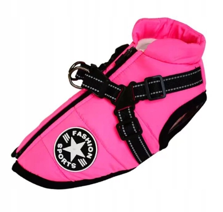 Levně Bunda Obleček Pro Psa Vesta Teplá Zimní Růžová S Postrojem 4XL
