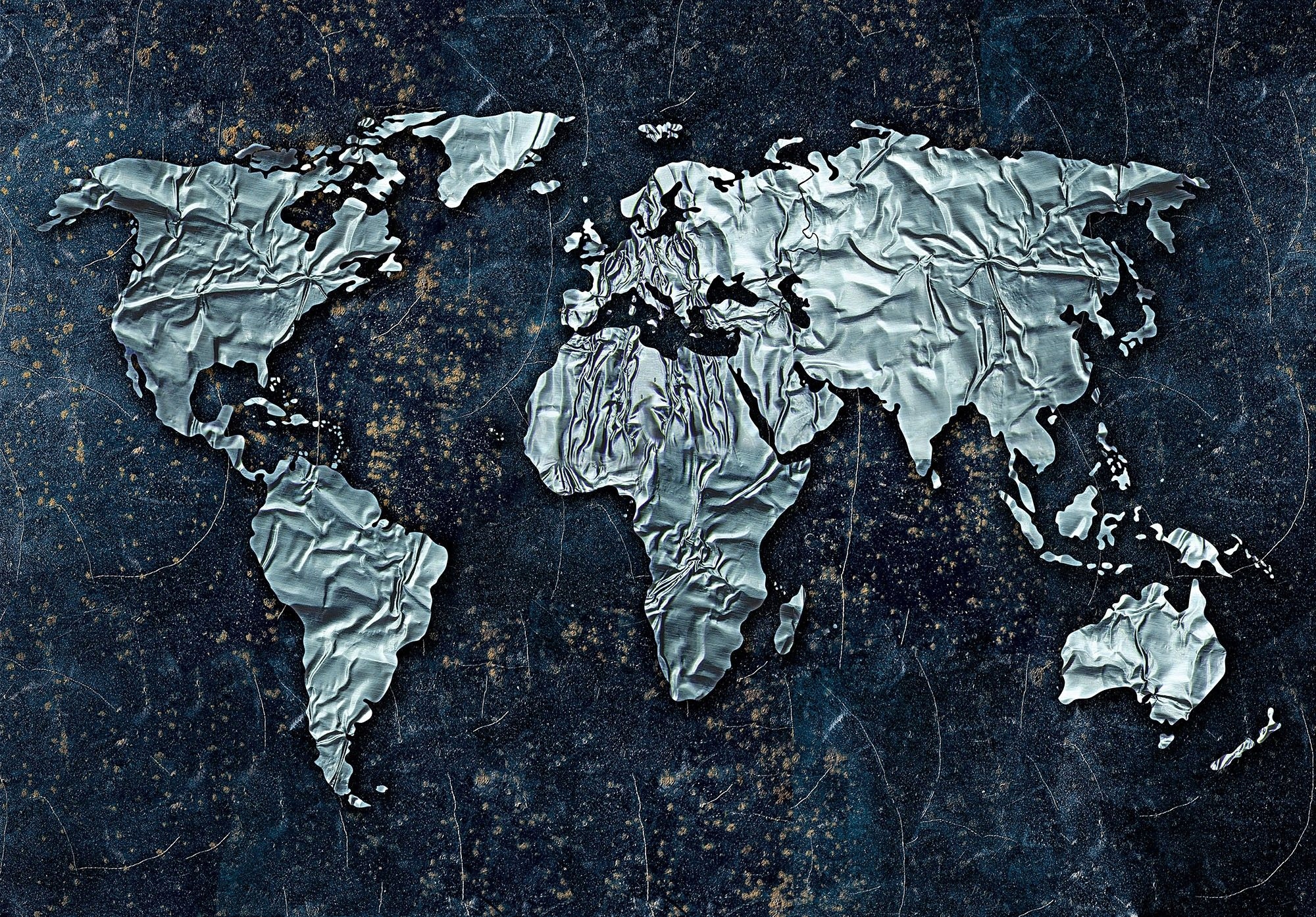Vliesová fototapeta Kovová mapa sveta Tmavé pozadie 400x280 lepidlo