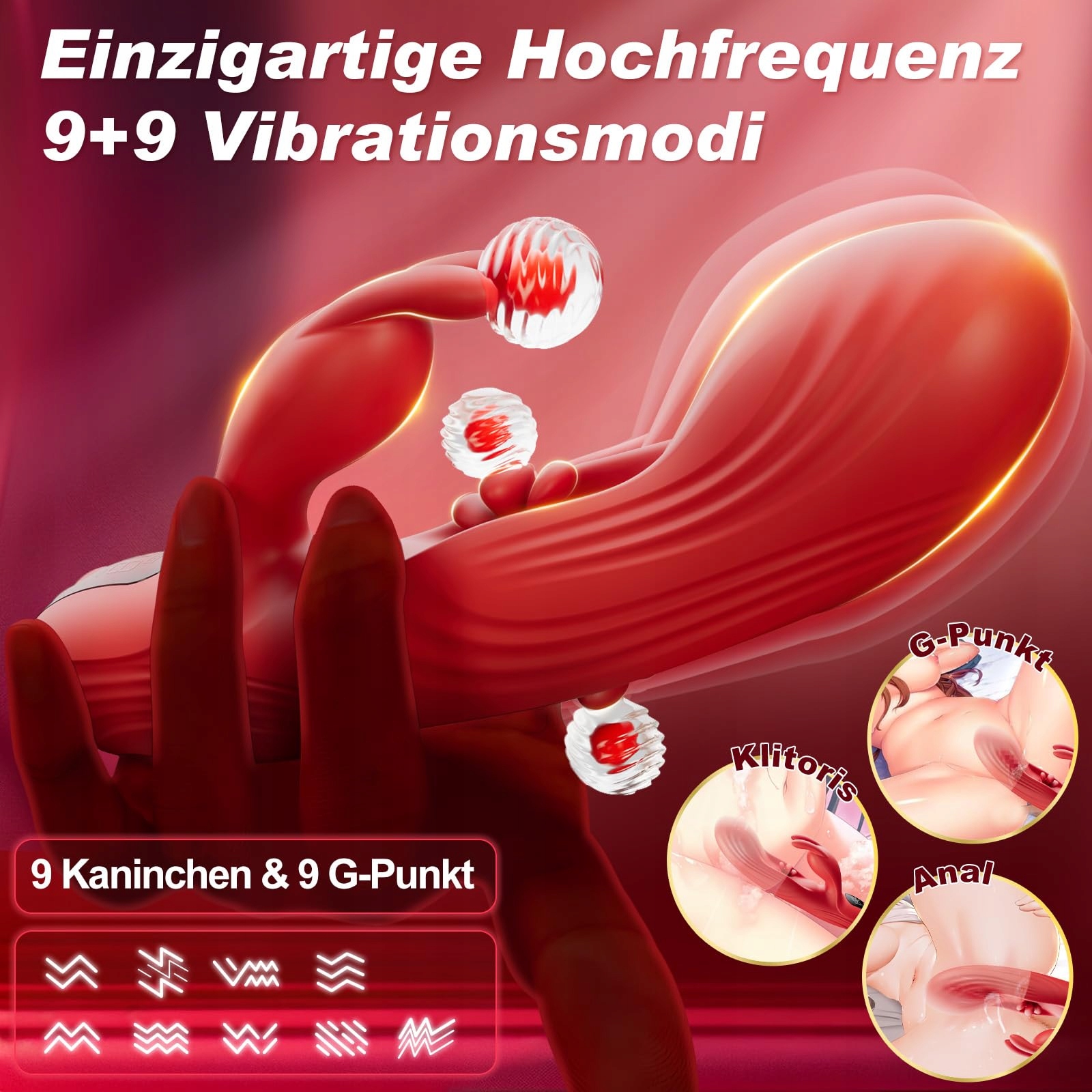 DILDO VIBRATOR Dla Kobiet Stymulator G Punktu 9 Trybów Wibracji i Pulsacji — miniatura 4