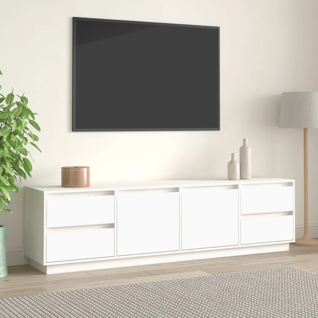 Tv skříňka bílá 176x37x47,5 cm masivní borové dřevo Bílá 814320
