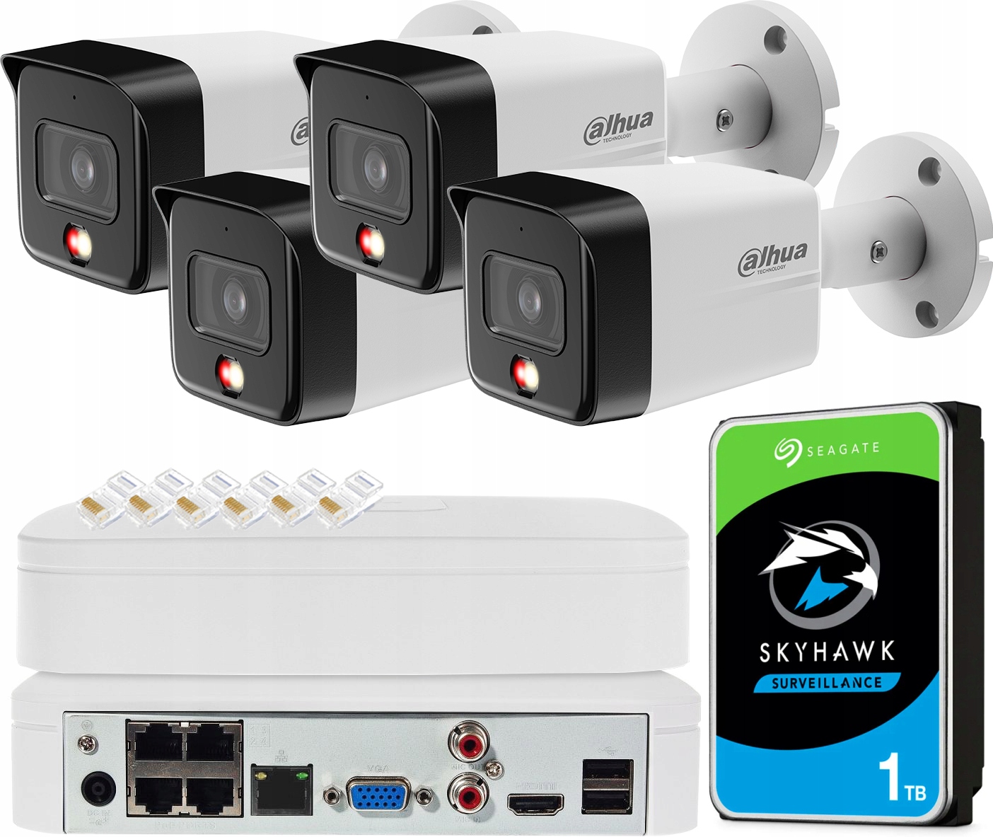 8Mpx monitorovacia sada Dahua 4x kamera IPC-HFW1839TC-A-IL Smart Dual Light