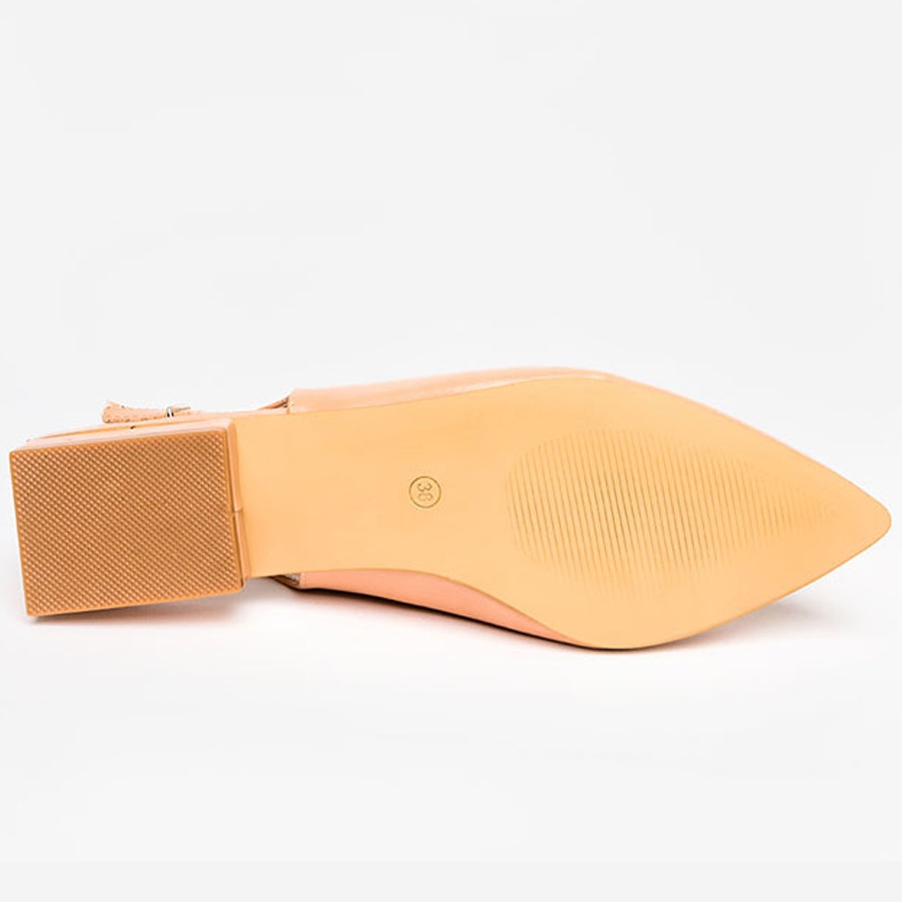 BALERINY DAMSKIE BUTY Z ODKRYTĄ PIĘTĄ SZPIC r 36 Kolor beżowy