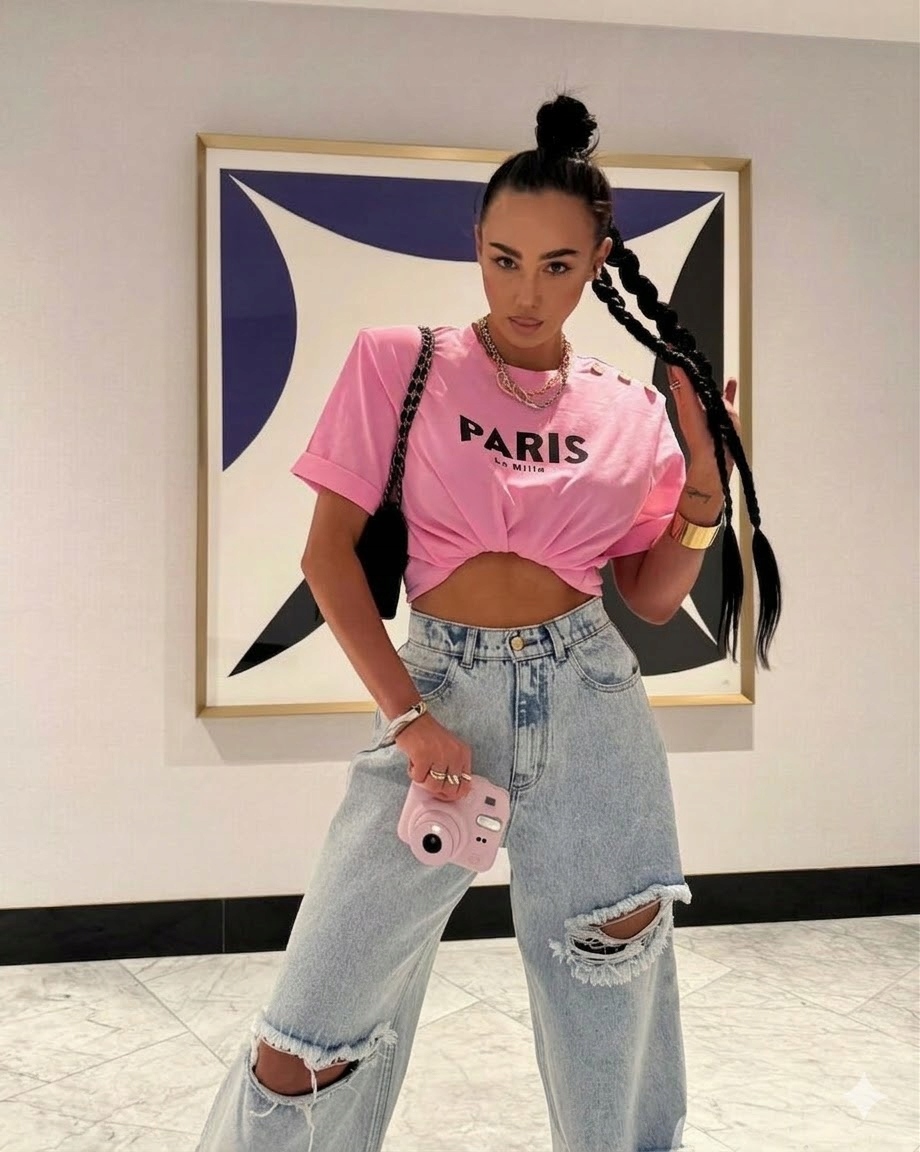 Tričko Oversize La Milla Paris Růžová S Knoflíky Na Rameni