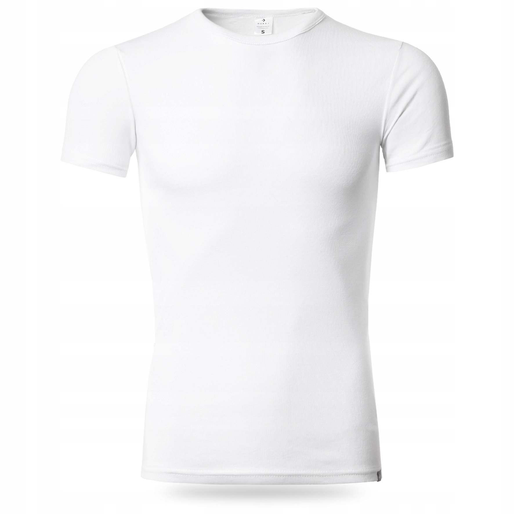 BIAŁA PODKOSZULKA BAWEŁNIANA MĘSKA KRÓTKI RĘKAW PODKOSZULKI MORAJ R.L 2-PAK Dekolt okrągły