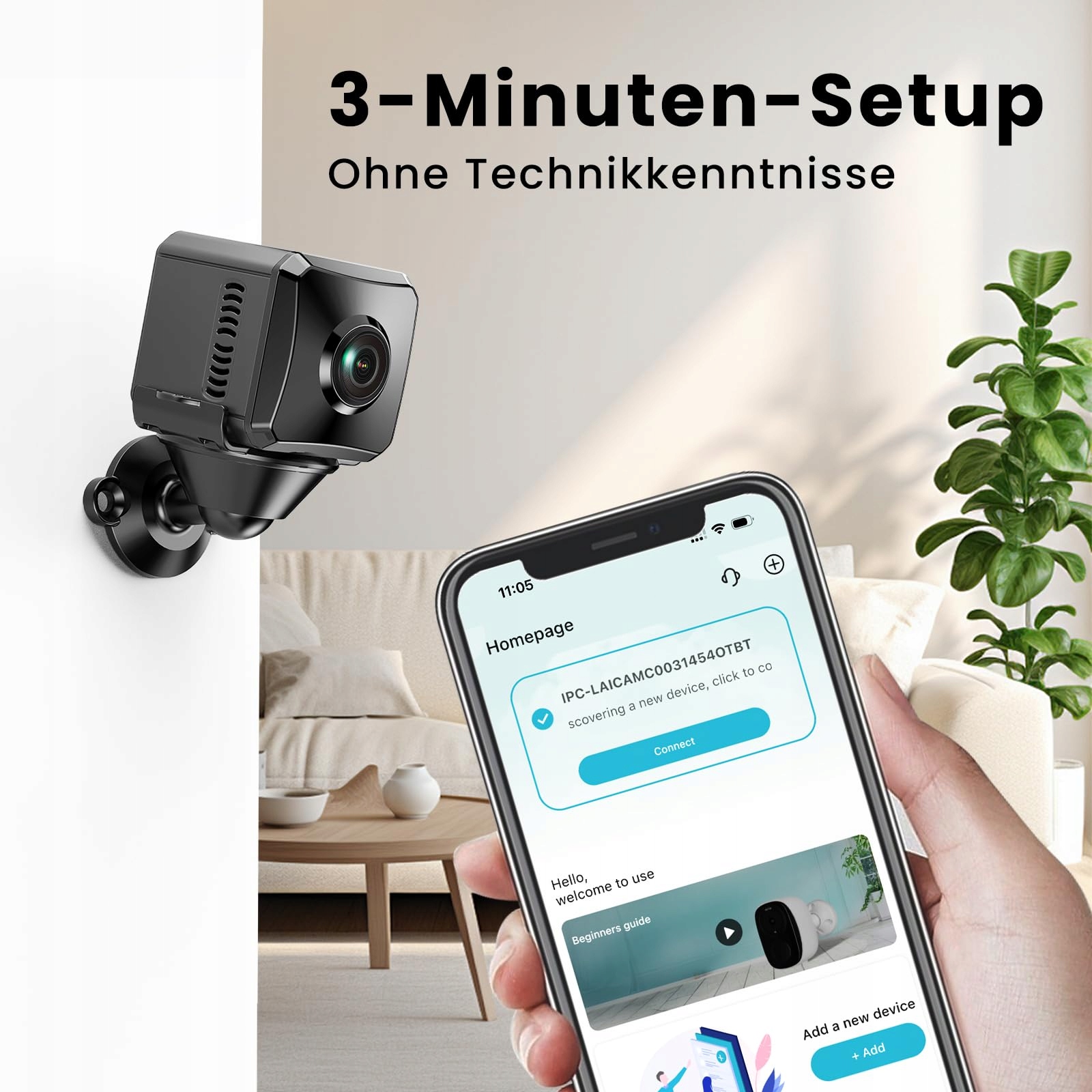 HYCENCY Mini Kamera WiFi 1080P HD Kamera Zabezpieczająca z Widokiem Nocnym — miniatura 2