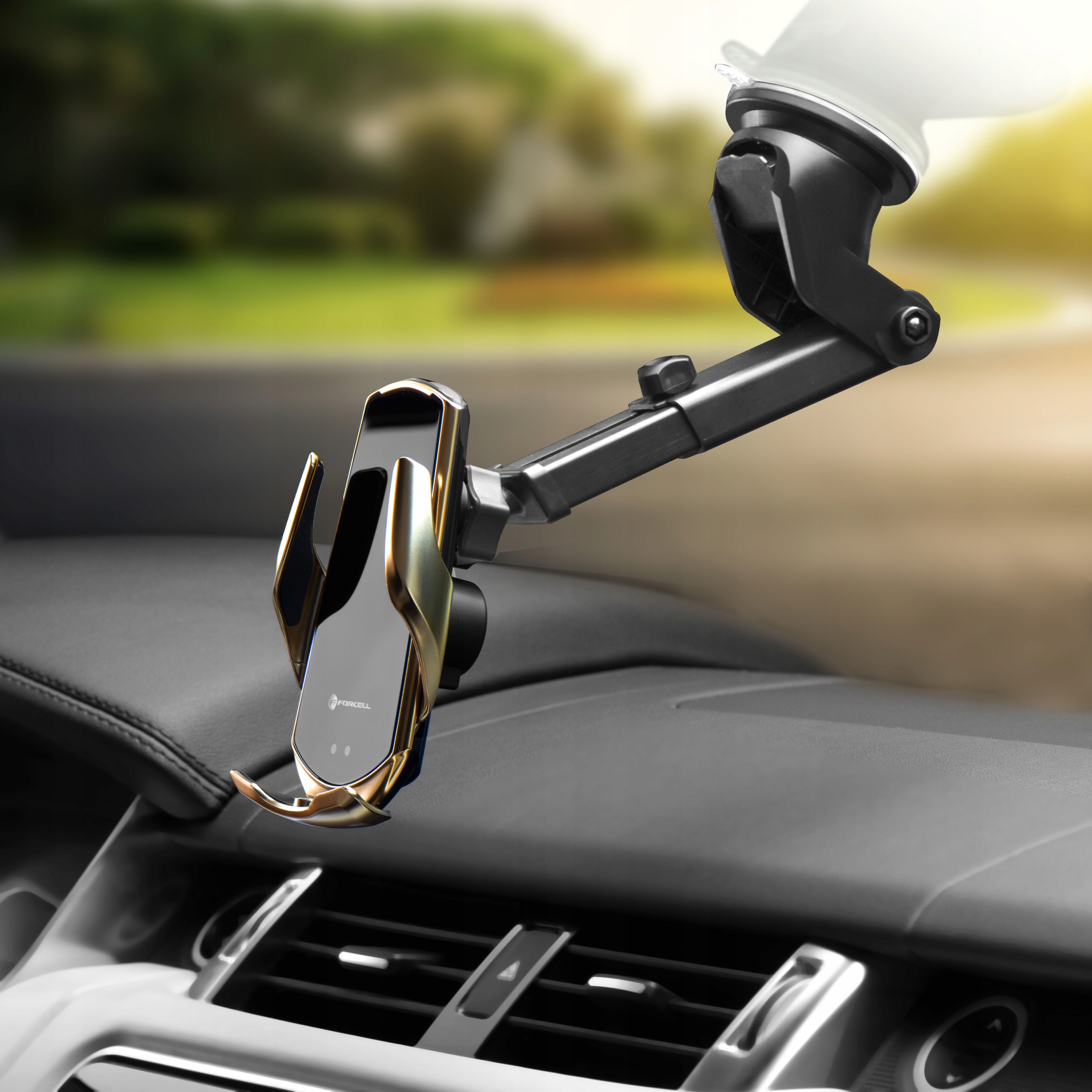 Złoty uchwyt z ładowaniem indukcyjnym 15W Forcell Marka Forcell