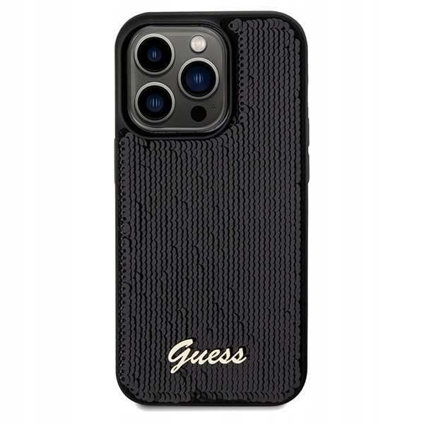 Guess Sequin Script Metal – Pouzdro pro iPhone 14 Pro Max (černé)