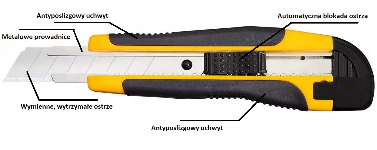Nóż do PAPIERU, TAPET, ANTYPOŚLIZGOWY,SOLIDNY 18mm Rodzaj nóż