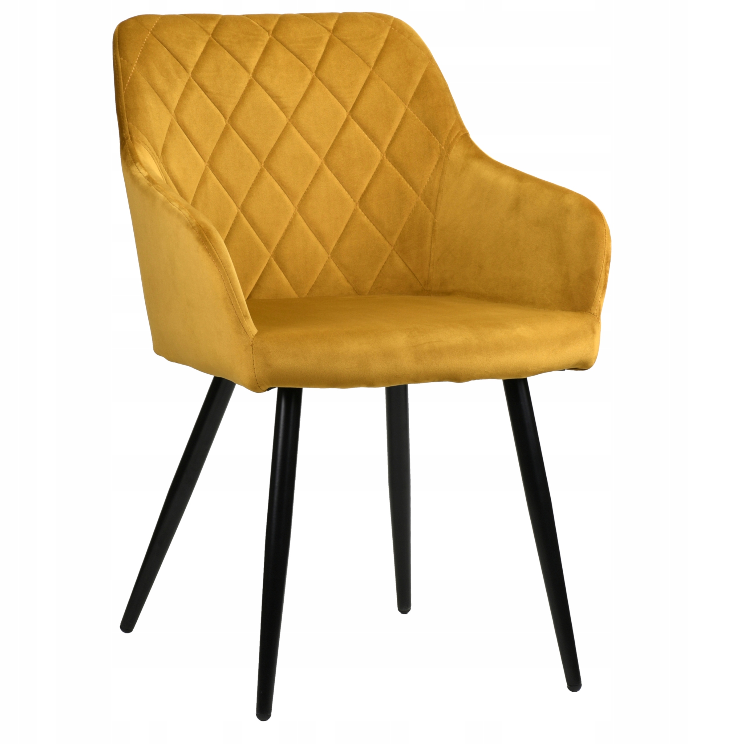 Krzesło tapicerowane welurowe curry do salonu, jadalni i kuchni Milton