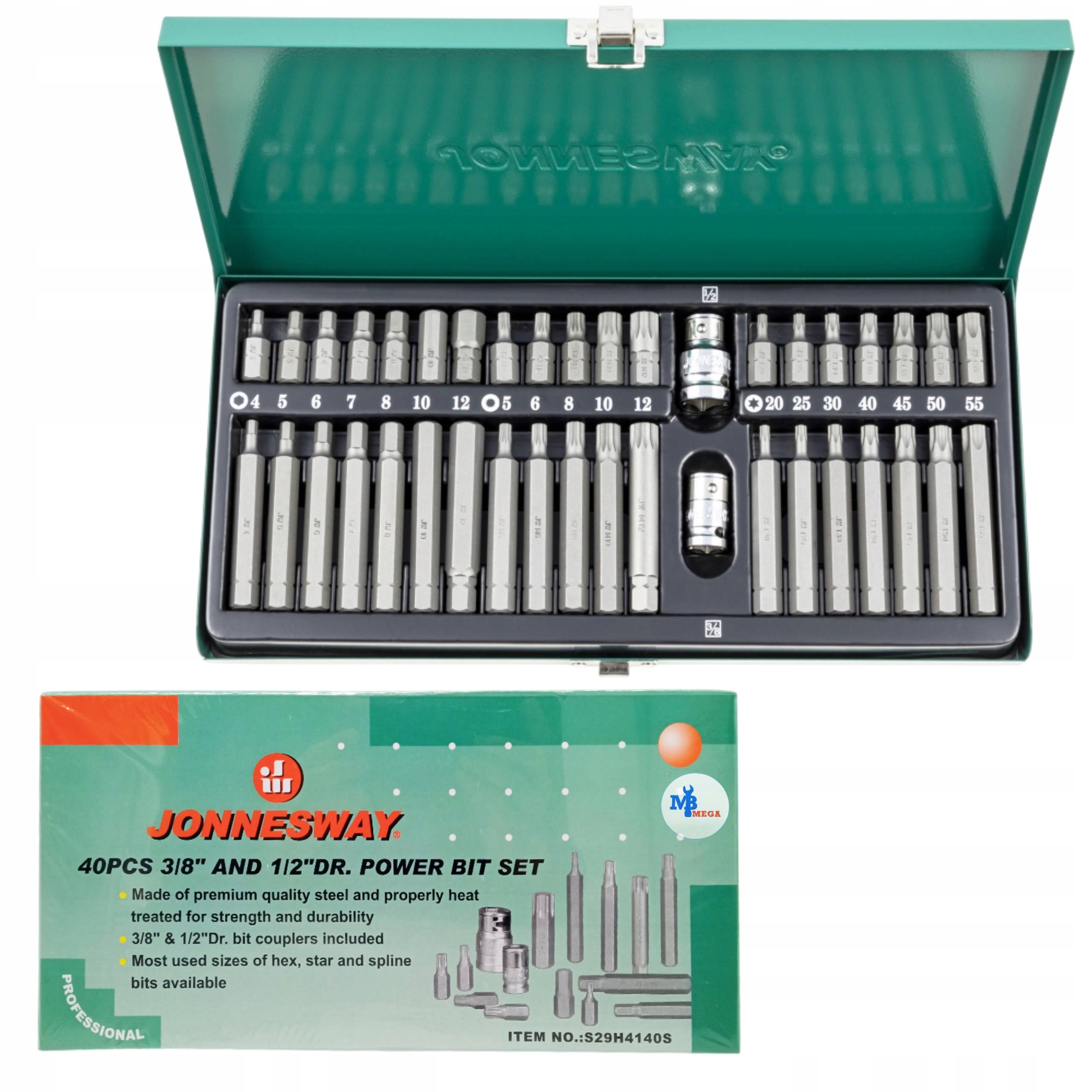 Jonnesway Zestaw bitów 40 szt. Torx Imbus Spline Hex bity końcówki