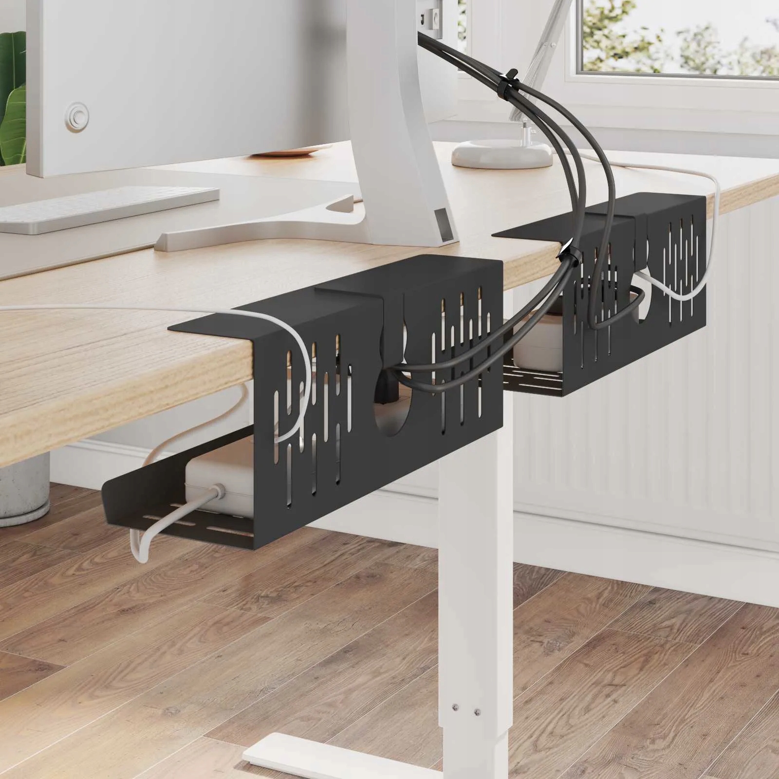 vidaXL Tray na kabely pod stolem 2 ks Černá 35 x 12 x 13 cm Ocel