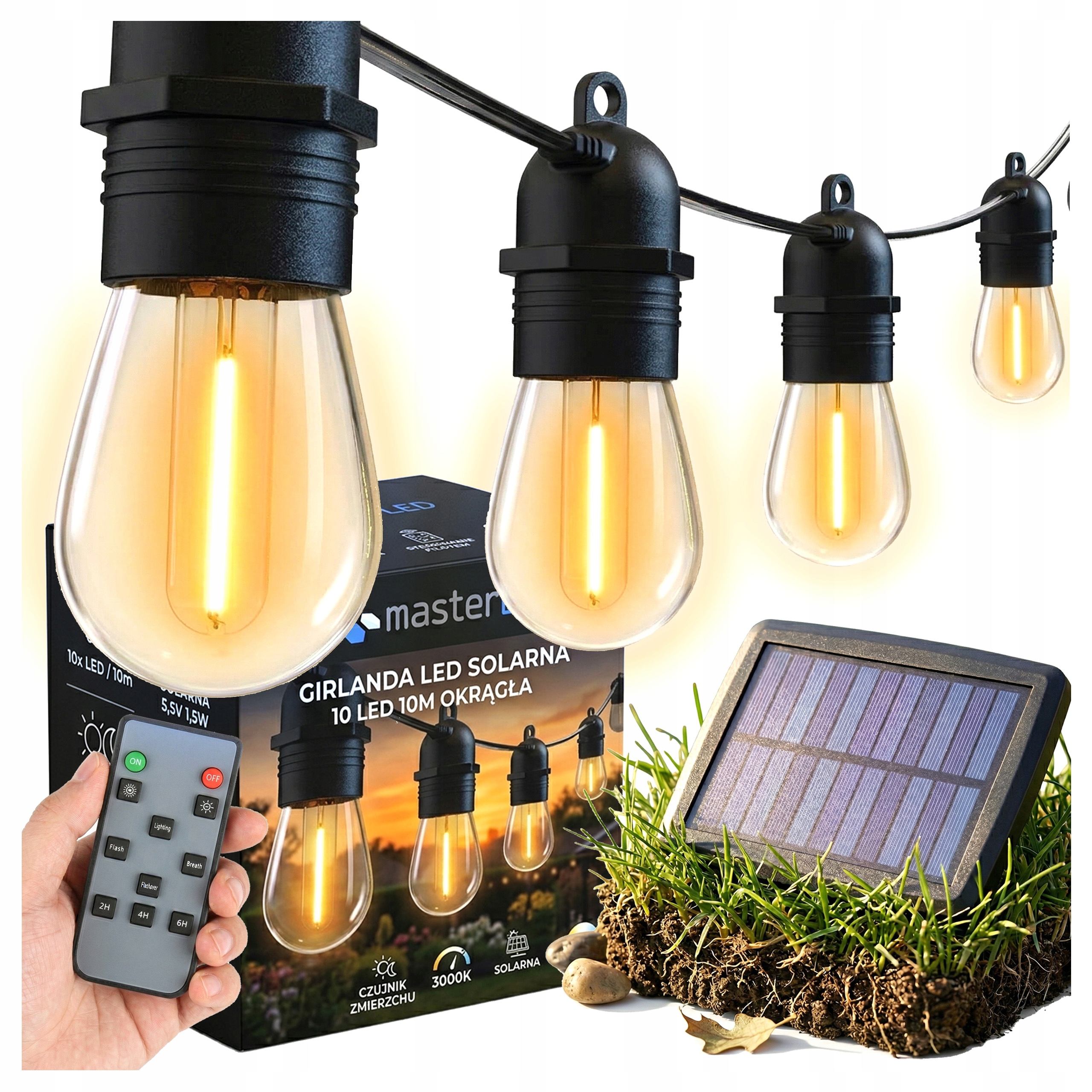 Zahradní solární girlanda 10 m 10 x Led, světelná, zahradní solární světla