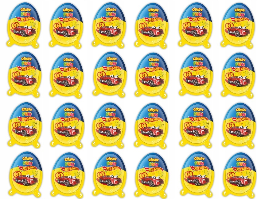 Levně 24 x 20 g Cosby Fun vajíčko s překvapením Hot Wheels s hračkou Karton