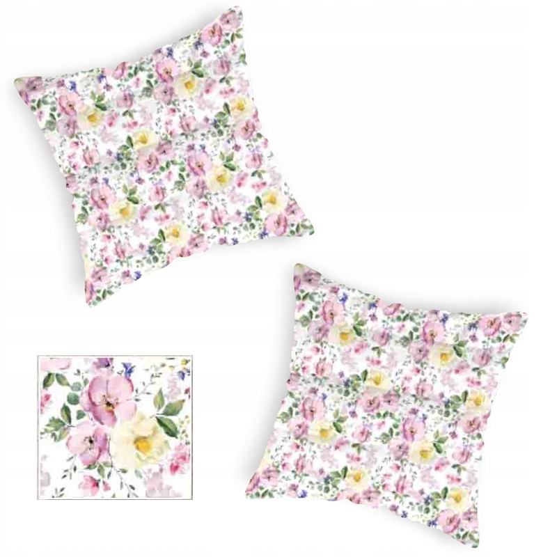 Poszewka biała w kwiaty kolorowa 40x40 cm 2 szt