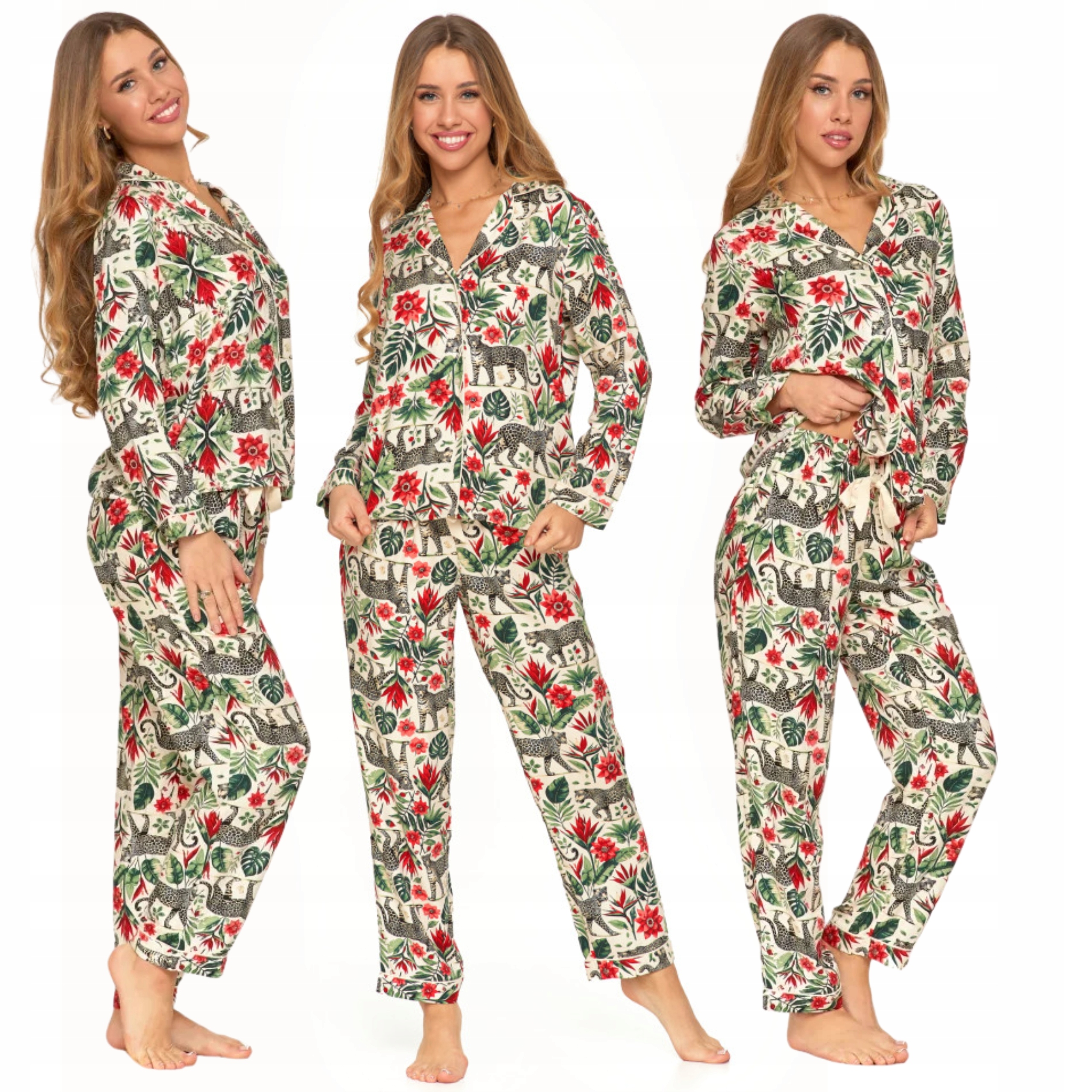 Dámské dvoudílné dlouhé rozepínací pyžamo Viskóza s límcem Moraj XL