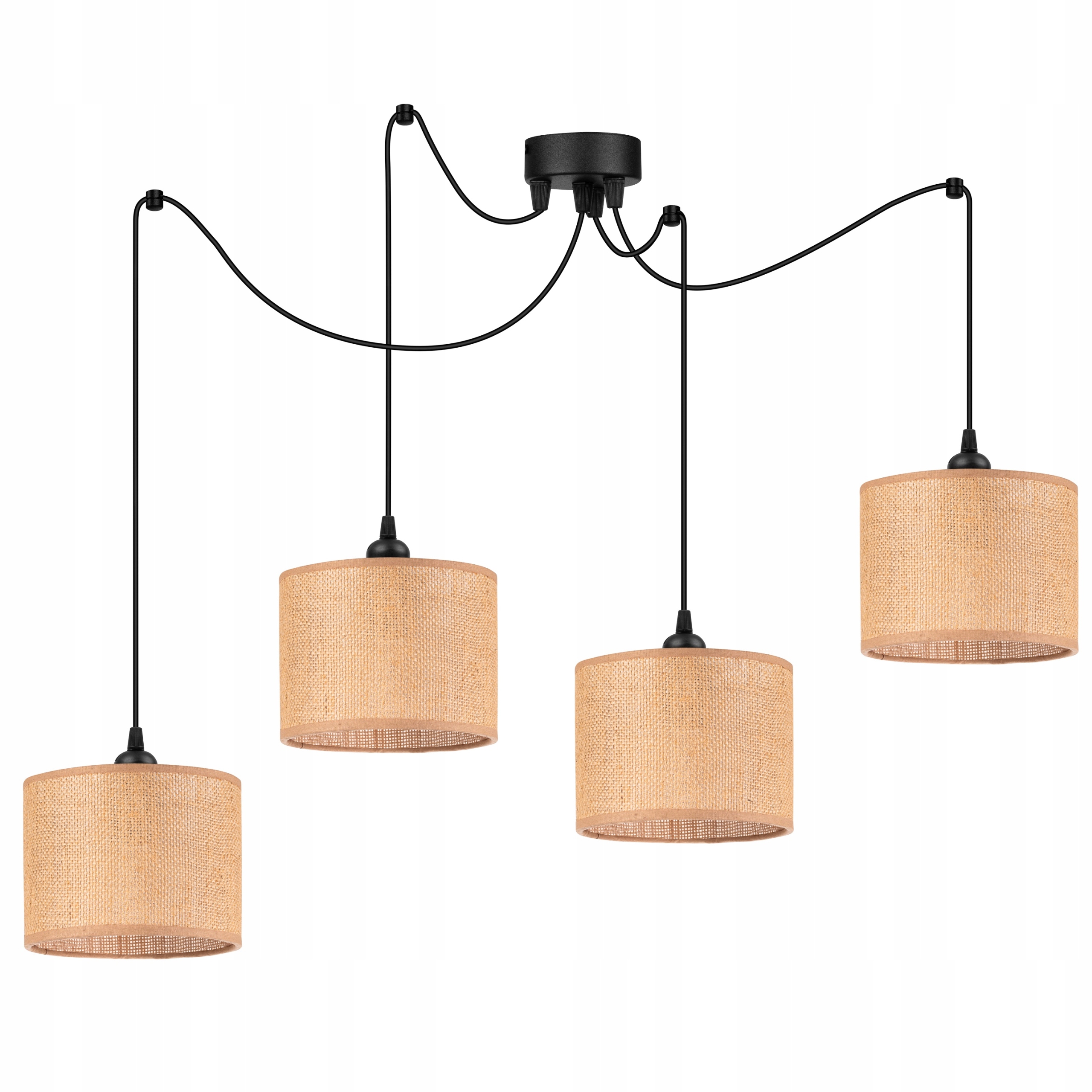 Lampa wisząca pająk Rustykalna mini Abażur Juta beżowy