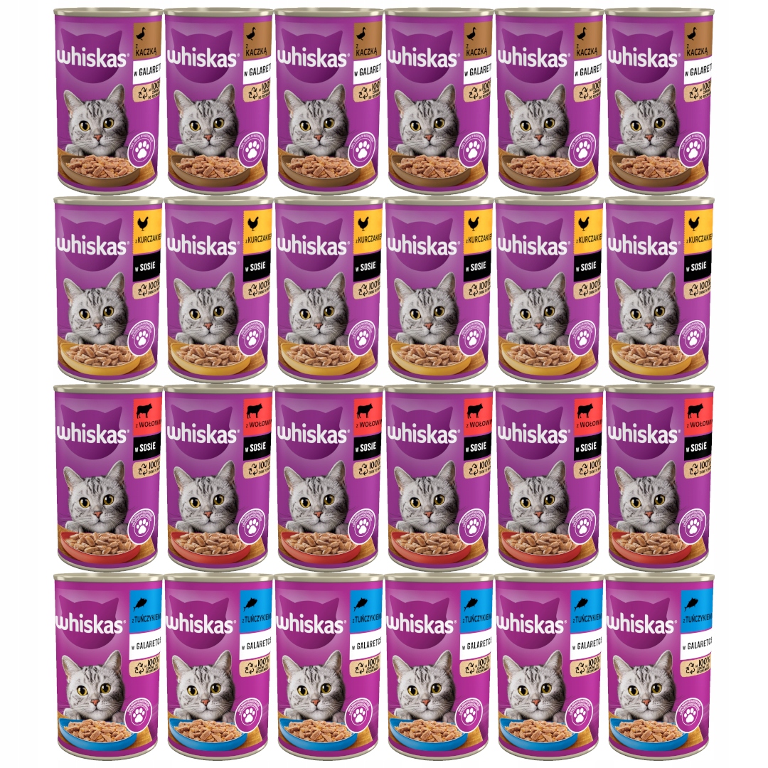 Levně Whiskas Adult Mix Chutí v konzervě Pro Kočky 24x400g