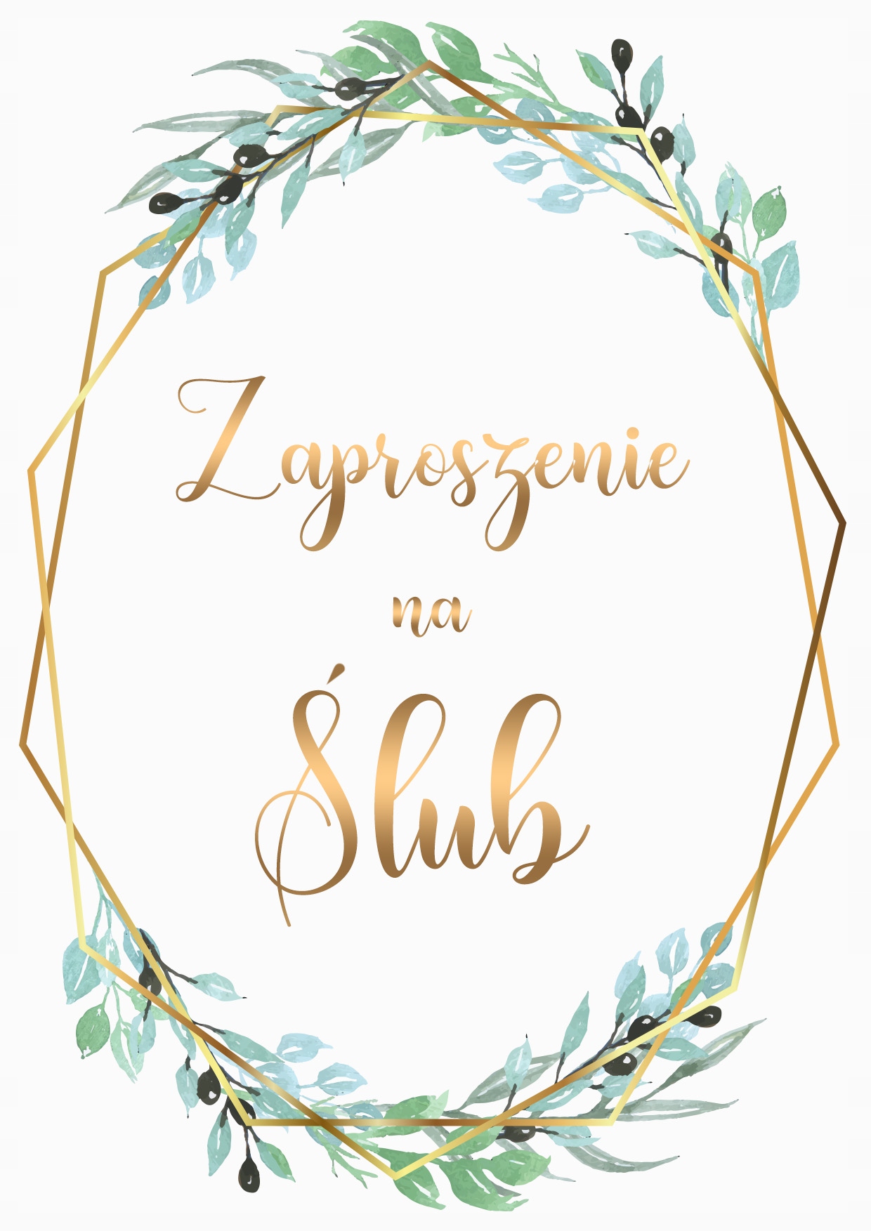 ZAPROSZENIE ŚLUBNE NA WESELE Boho Gold Olives