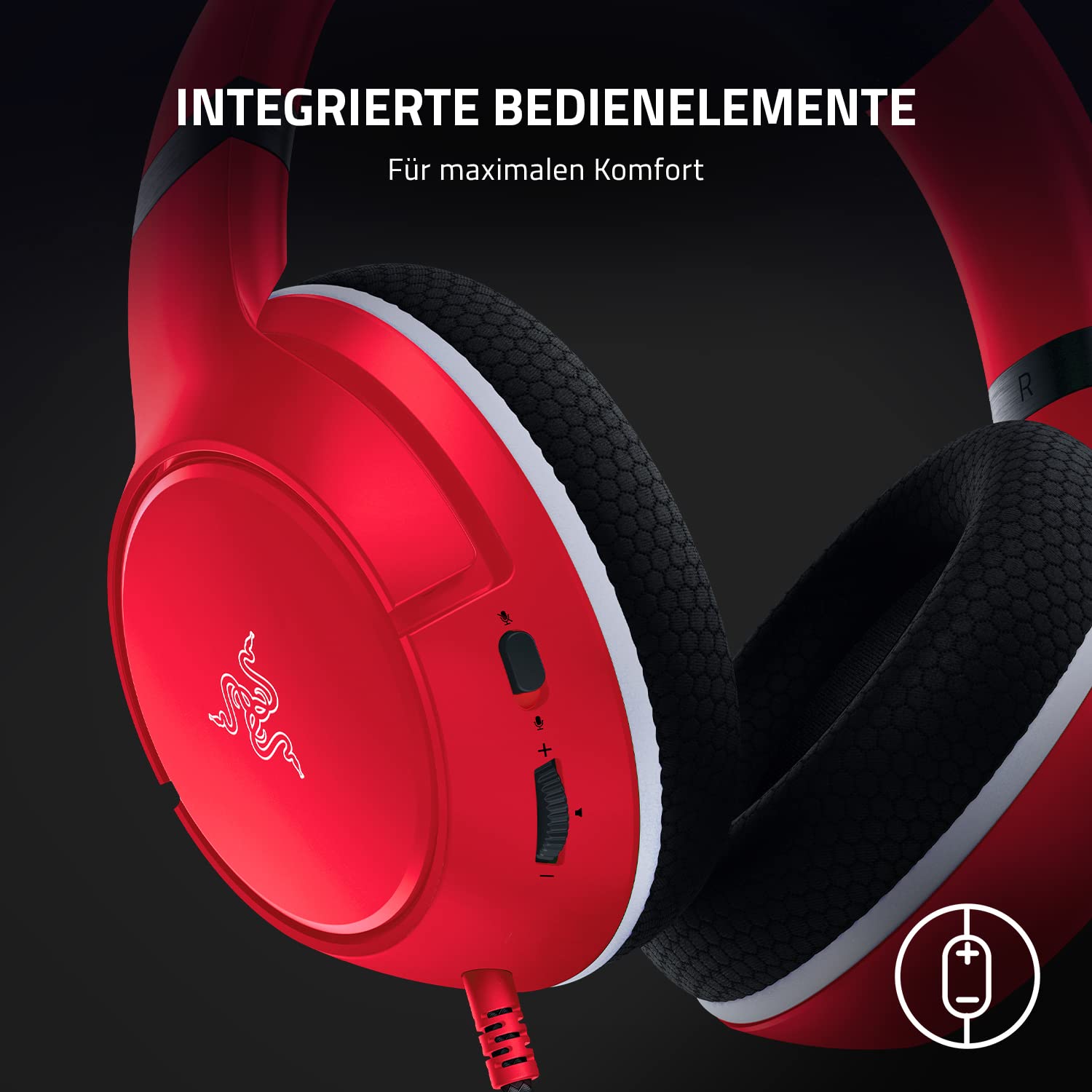 RAZER Kaira X Przewodowe Słuchawki Gamingowe Xbox Series X S Czerwone — miniatura 7