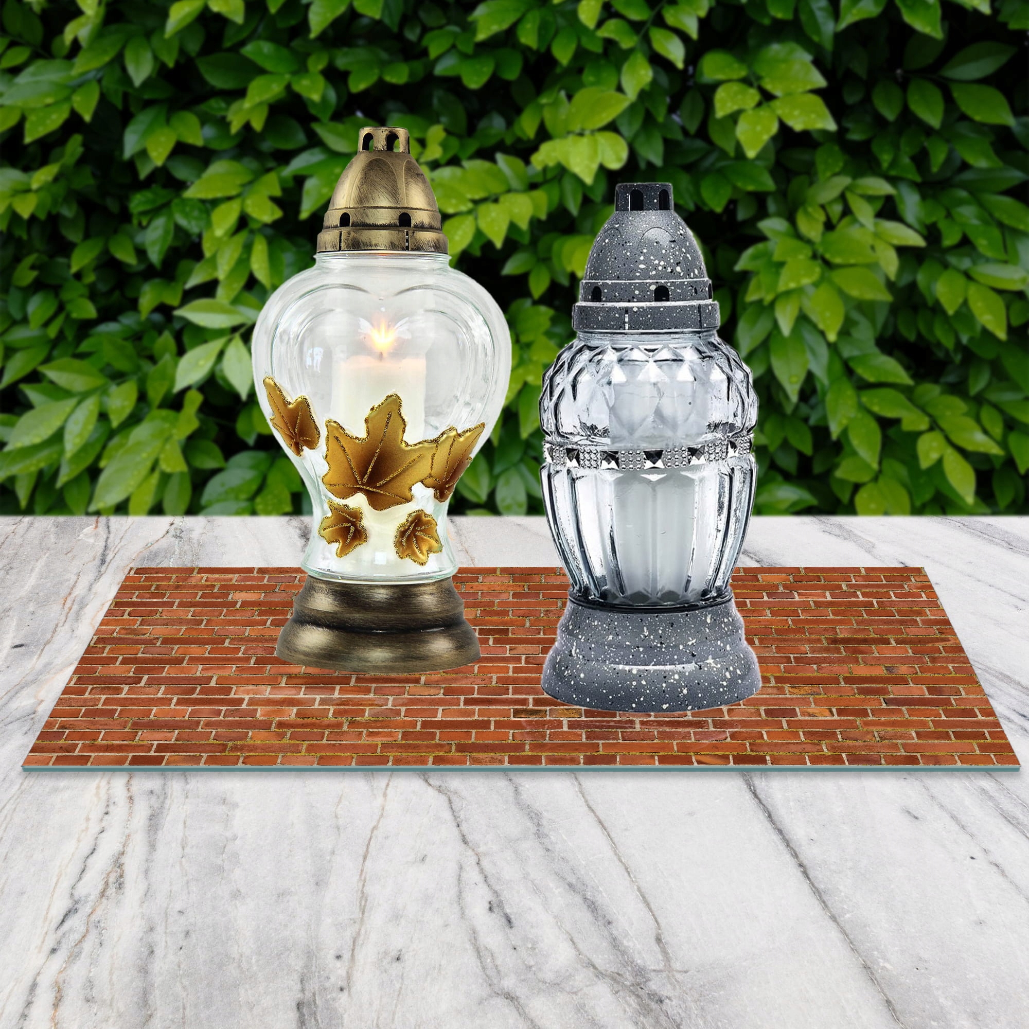 SZKLANA PODSTAWKA POD ZNICZE 60x20cm Rudy mur 193c Marka inna