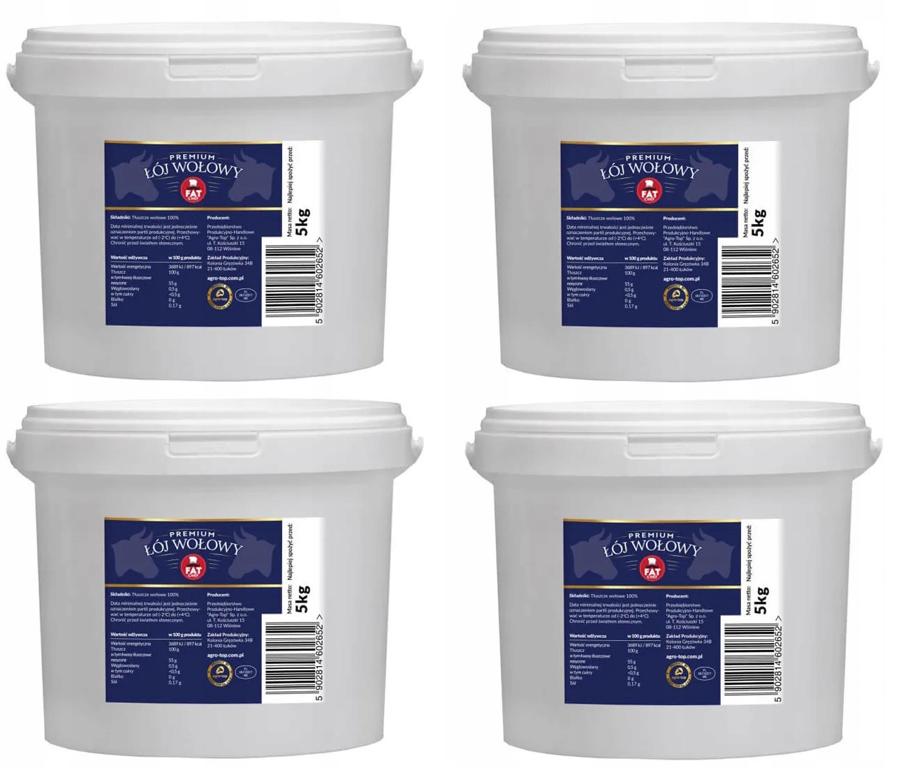 Agro-top Hovězí lůj Sada 20kg čerstvá dlouhá trvanlivost