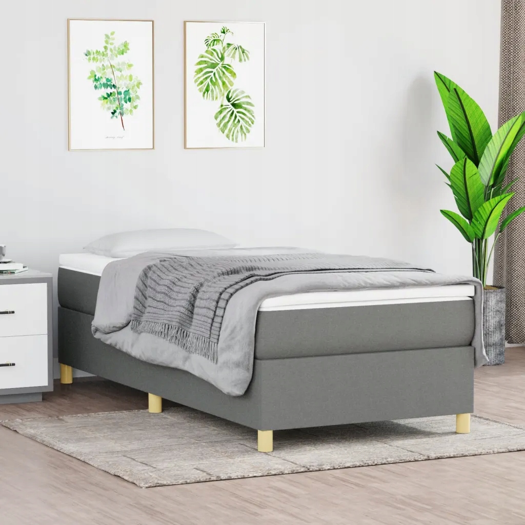 Rám postele s boxspringem tmavě šedá 80 x 200 cm textil Šedá 3120914