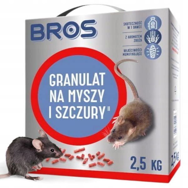 Trutka na myszy i szczury BROS 2,5 kg GRANULAT