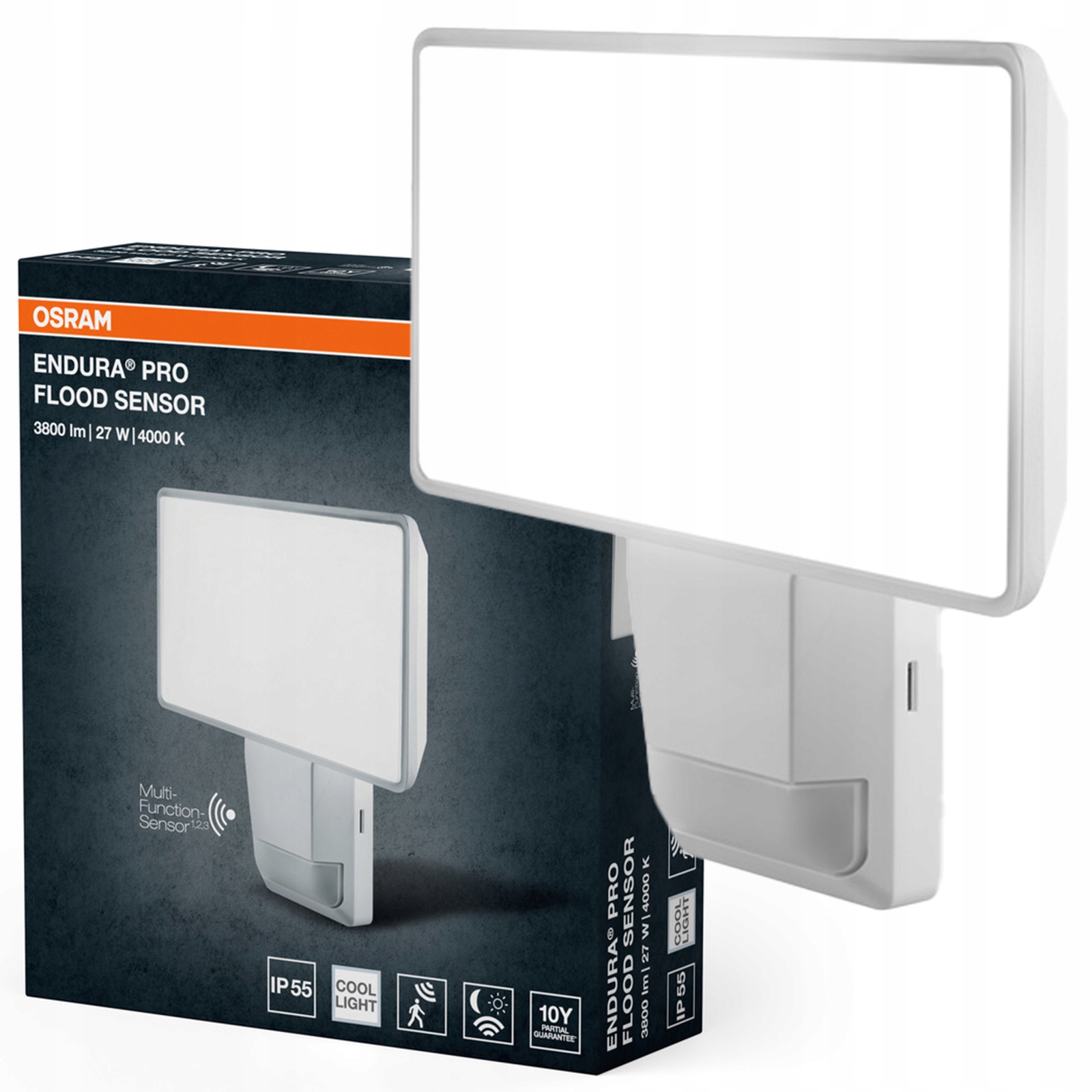 Vonkajšie Led osvetlenie Snímač pohybu súmraku 27 W 4000K IP55 Endura
