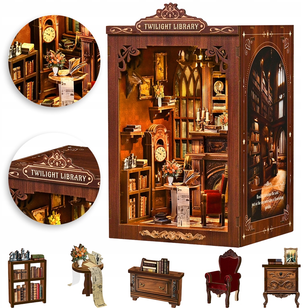 Zestaw Diy Gotycki Gabinet Z Kominkiem Do Salonu Sypialni Book Nook Puzzle