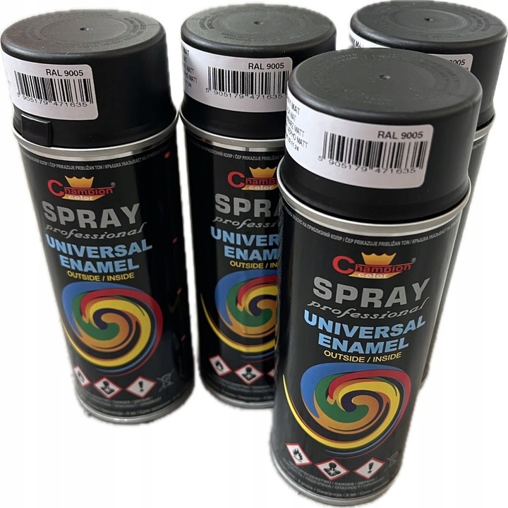 Farba w sprayu Ral 9005 spray czarny połysk 400ml 4 sztuki