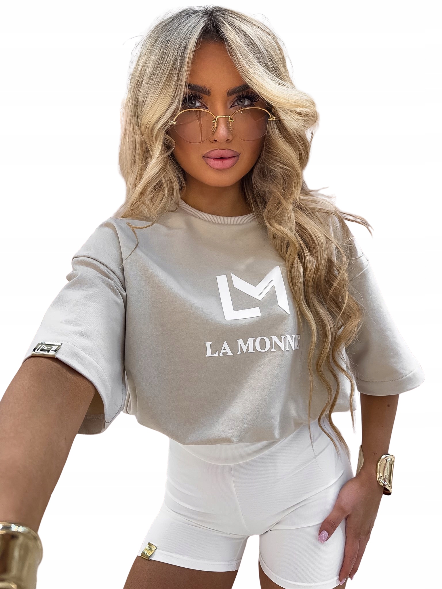 Dámské tričko Matching Set Monne La Monne fango-bílé