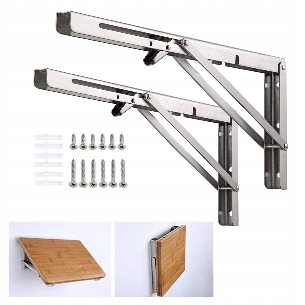Set 2x Skládací Úhelník Pod Poličku Stůl Deska 500×170 mm do 150 kg