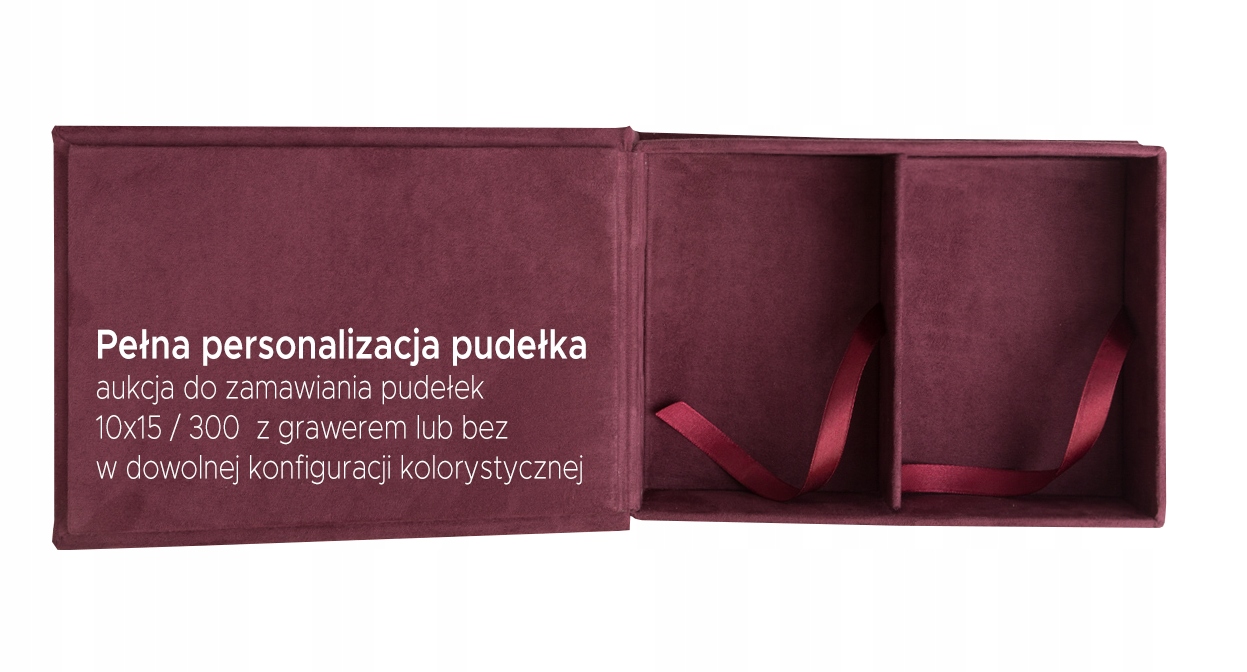 Aksamitne pudełko na zdjęcia 10x15 na 300 zdjęć grawer