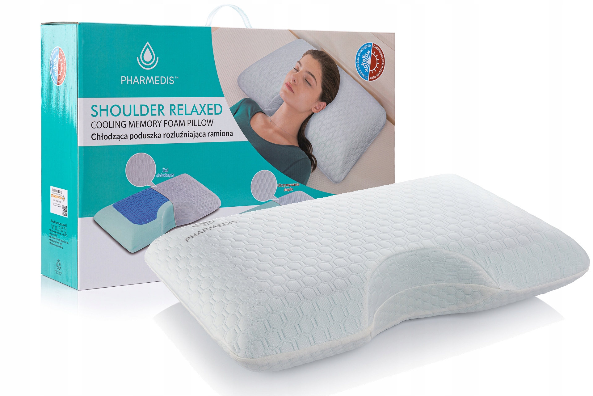 Poduszka Ortopedyczna Rozluźniająca Ramiona Do Spania Pianka Memory Z Żelem