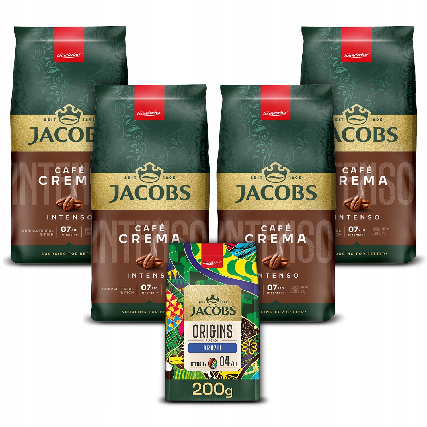 Kawa ziarnista Jacobs Cafe Crema Intenso 4x 1kg 200g kawy Gratis!