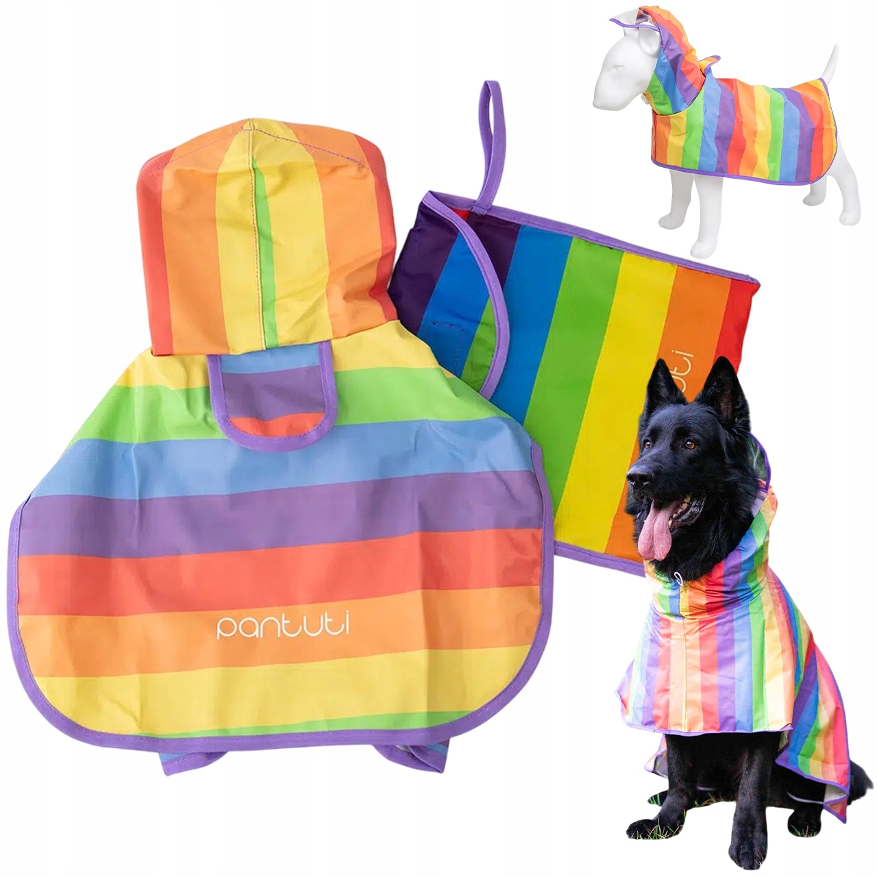 Levně Dešťová Bunda Pro Psa, Voděodolná, Pohodlná, Aurora, Duhová