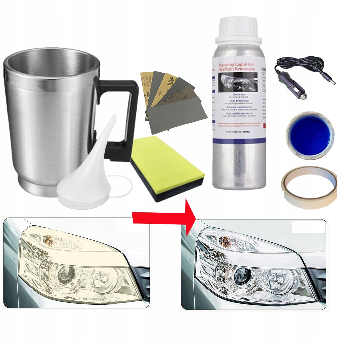 Zestaw Do Regeneracji Renowacji Odnowy Lamp Reflektorów Czajniczek Kubek