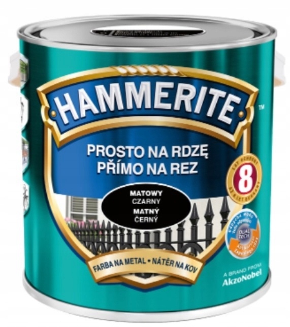 Farba Na Rdzę Hammerite- matowa, czarna, 2.5l