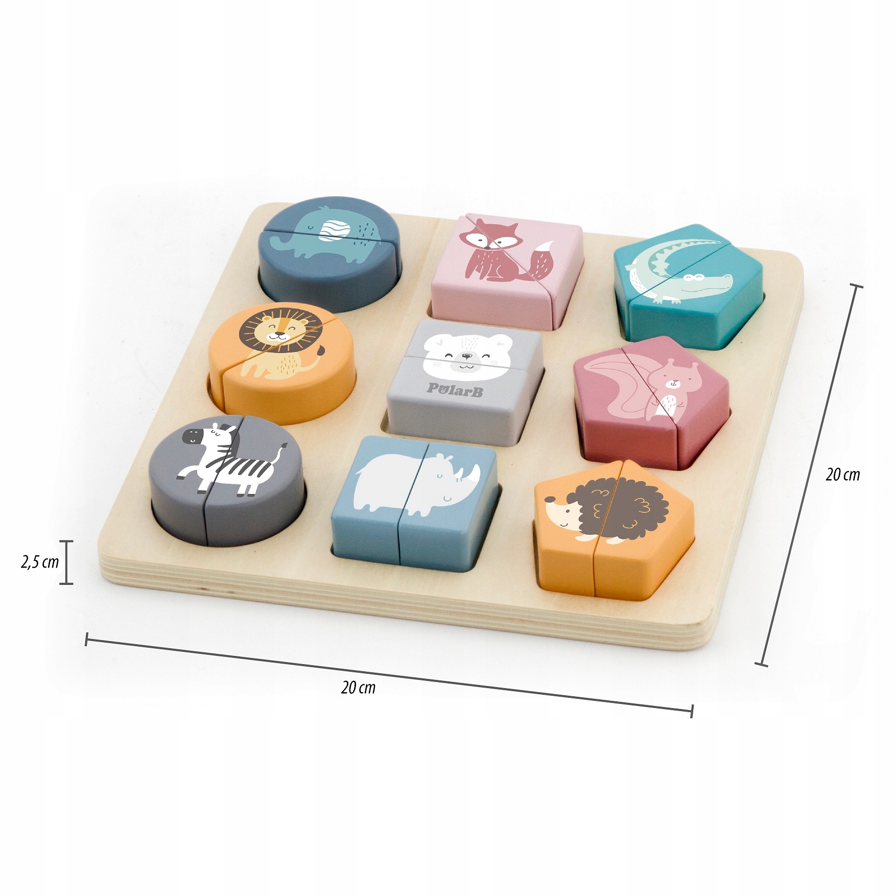 VIGA DREWNIANE KLOCKI DO UKŁADANIA UKŁADANKA KSZTAŁTY ZWIERZĄTKA POLARB Liczba elementów 18